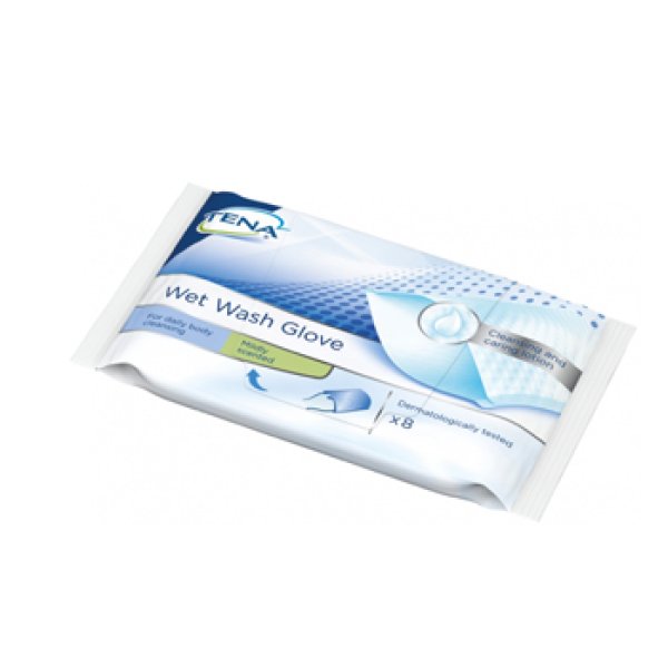 TENA WET WASH GLOVE 8PZ