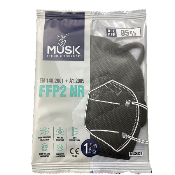 MASCHERINA FFP2 NERA MUSK 10PZ