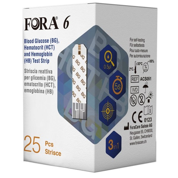 FORA 6 STRISCE GLICEM 3IN1 25P